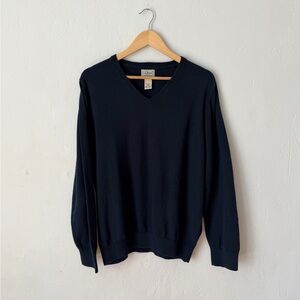 Vintage LL Bean Cotton / Cashmere V Neck Navy Sweater Men’s Large